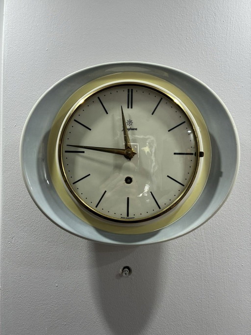 Reloj de pared de cerámica Junghans, Alemania años 50