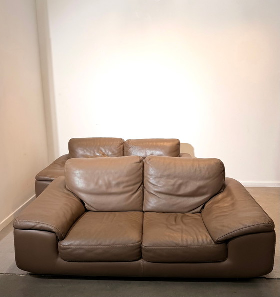 Image 1 of Taupe Leather 2-Seater Sofas