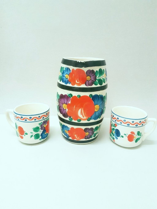 Barattolo Art Déco e 2 tazze/ceramica