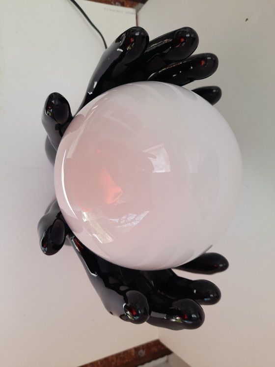 Image 1 of Große schwarze Keramik-Handlampe, 1970er Jahre