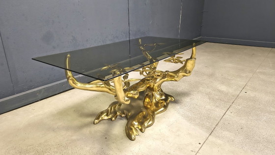 Image 1 of Tavolino da caffè in ottone a forma di bonsai, realizzato da Willy Daro negli anni '70.