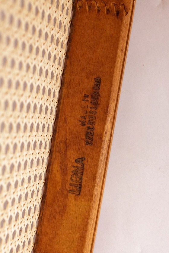 Image 1 of Ligna Armchair – 1950s/1960s Czechoslovakia, Bentwood Beech with New Rattan Cane, Josef Hoffmann Thonet Style Vintage Chair