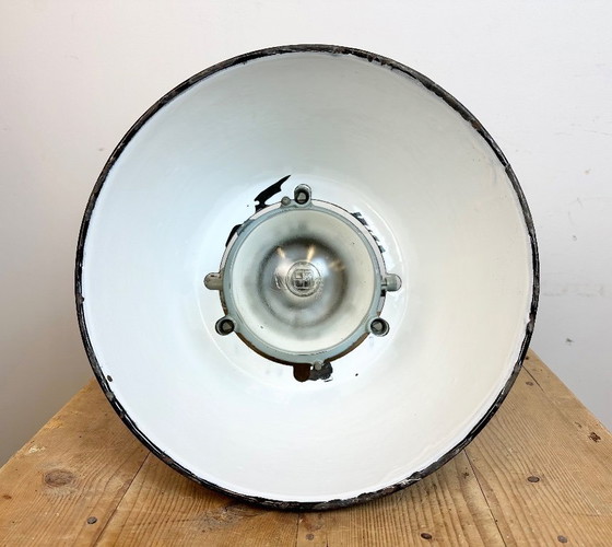 Image 1 of Grey Cast Aluminium Explosion Proof Lamp with Enameled Shade, 1970s