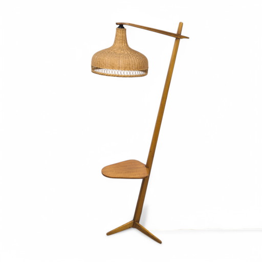 Lampadaire en bois Mid Century By Krásná Jizba, 1950S