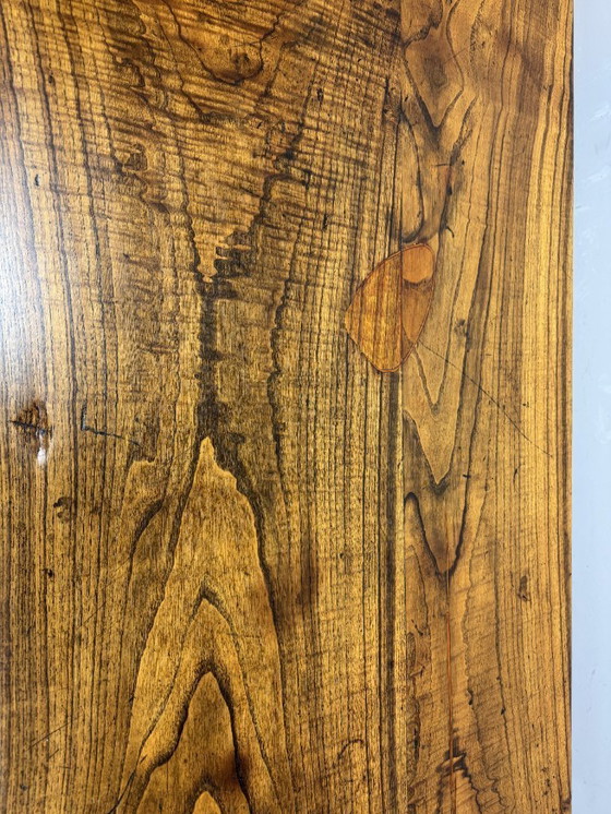 Image 1 of Gran mesa de centro francesa antigua de estilo rústico con dos cajones