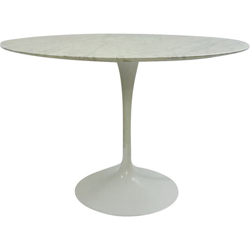 Vintage ronde wit marmeren eettafel van Eero Saarinen voor Knoll, Italië 1960