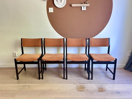 Chaises de salle à manger vintage en bois wengé design danois 4 pièces