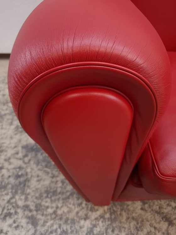 Image 1 of Poltrona Frau Vanity Fair Sofa Rode Tweezits Designer Sofa Lederen Sofa