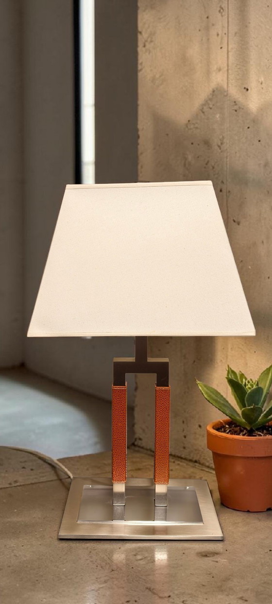 Image 1 of Lampes de table design vintage Joana Bover EMA Cuir Nickel Barcelone