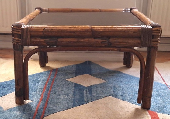 Table basse en bambou et verre fumé, années 1960 – Tables basses, Glass (photo 6 of 7)