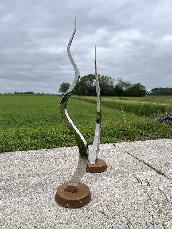 Image 1 of Kinetic Stainless Steel Sculptures – Unique Handmade Art Set