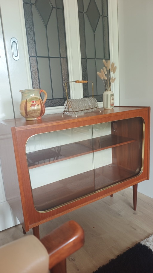 Vintage mid-century vitrinekastje / drankkastje in teak
