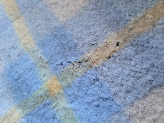 Image 1 of Vintage Wool Blanket - Blue and Yellow Checkered Pattern - Wolf Federation - 171 x 215 cm