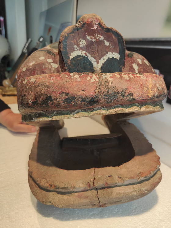 Image 1 of Masque de procession en laque rouge de Shishi Lion Chien Meiji, vers 1880