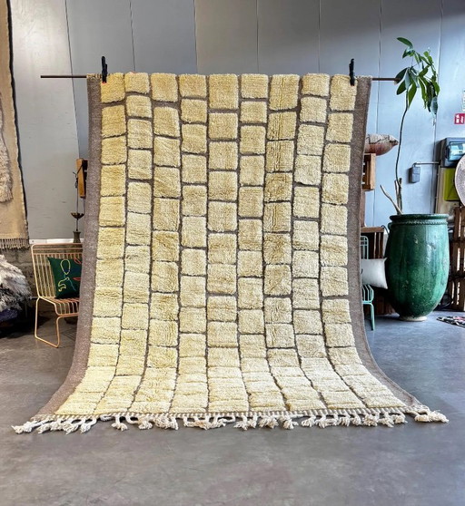 Moroccan Mrirt Wh Wool Rug 200x300cm - Berber Moroccan Modern Carpet - Moroccan Natural Wool Rug- Moroccan Beni Ourain Rug -Moro