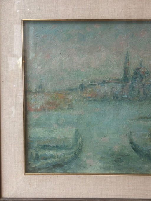 Oil Painting on Wood Panel of Venice by Traversa, 1970s – schilderijen tekeningen (photo 2 of 10)