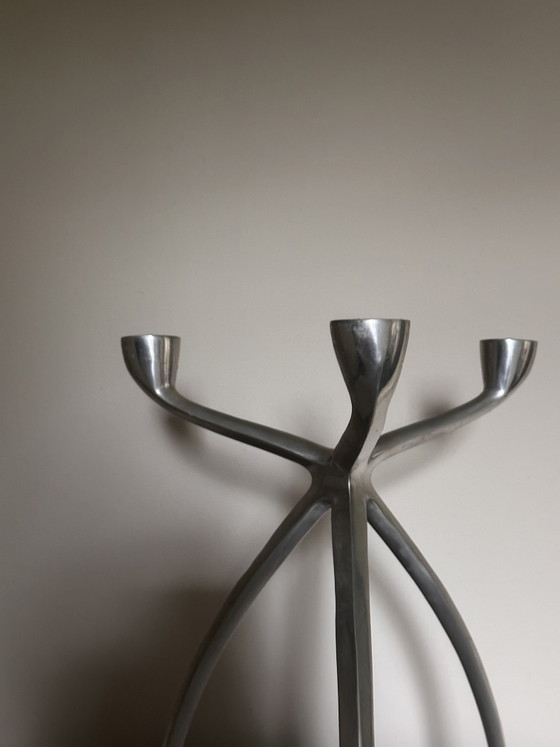 Vintage Space Age Tripod Candle Holder – Metal, Aluminium (photo 2 of 6)