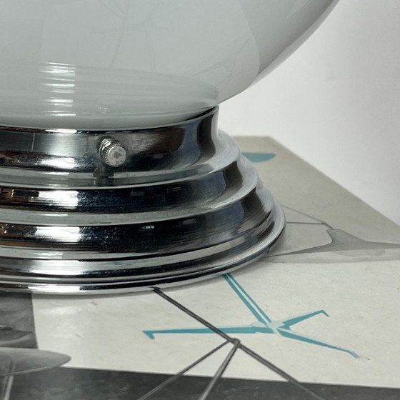 Plafonnier ou applique globe en verre opaline blanc 20 cm rosace de fixation en inox – Glass (photo 5 of 9)