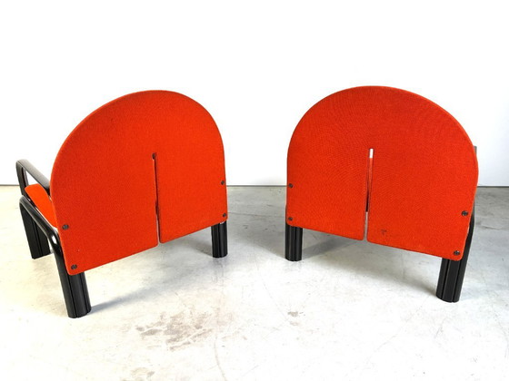 Armchairs with orange upholstery, Knoll, Metal, Textile, Postmodern (photo 2 of 12)