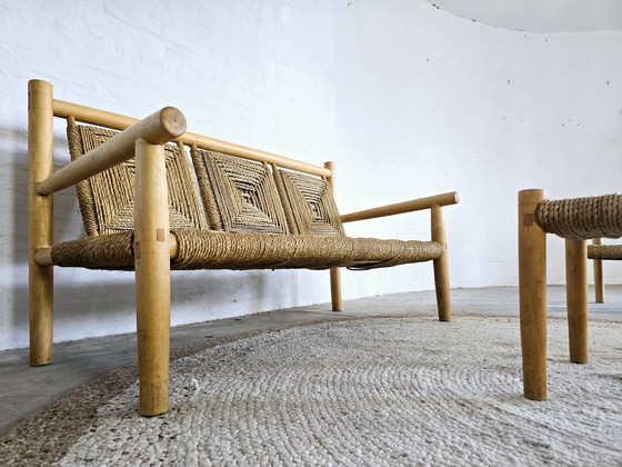 Image 1 of Boho Vintage Mid Century Sofa Set Stoelenset Zitgroep Jaren 60 70 Suite Banken