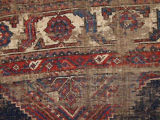 Image 1 of Handgemaakt antiek Perzisch Shiraz-tapijt met een verweerde look, 152 cm x 342 cm, 1900 - 1C464