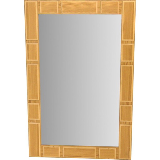 Miroir vintage en bois de hêtre par Glas et Trä Hovmantorp, Suède 1960