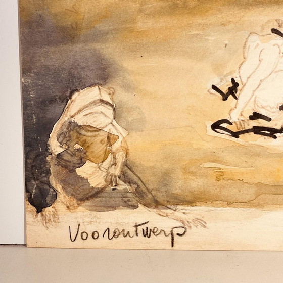 Jan Burssens, Composizione astratta, Tecnica mista, Metà del XX secolo – Dipinti e disegni, Paper (photo 6 of 12)