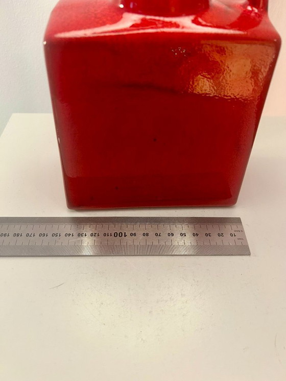 Image 1 of Außergewöhnliche Vasenlampe aus seltener Marei-Kaminvase – kabellose Akzentlampe mit japanischem Stoffschirm