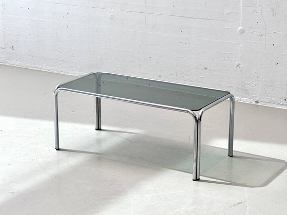 Image 1 of Couchtisch aus Chromstahl und Rauchglas, 1970er Jahre