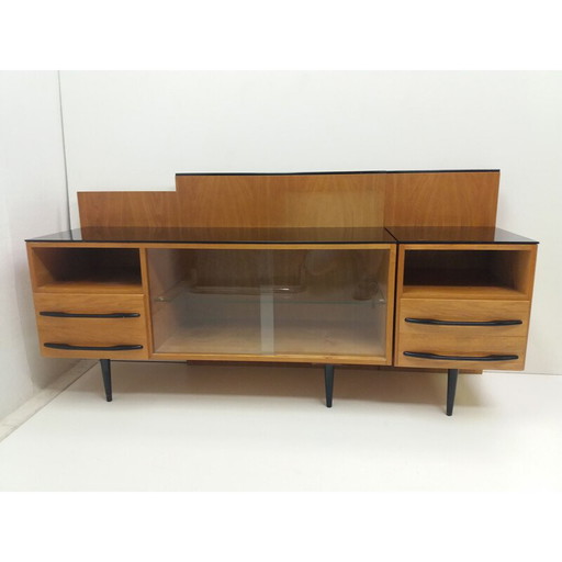 Vintage wood veneer sideboard by Mojmir Pozar, Czech 1960