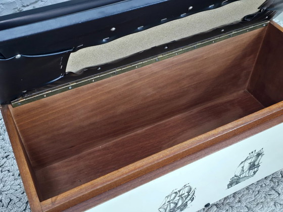 Image 1 of Mid-Century Design Wooden Coat Rack with Mirror and Storage Bench, Pastoe Style, Netherlands, 1960s