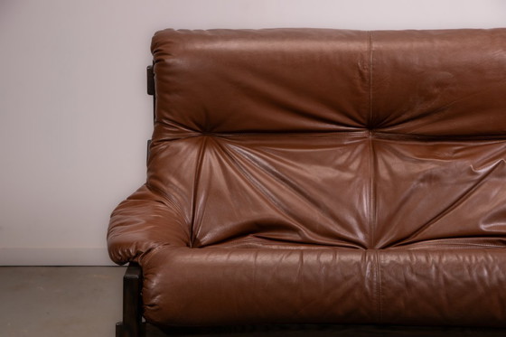 Image 1 of Divano e poltrona brutalisti olandesi disegnati da Gerard Van den Berg per Montis. Circa 1980