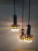Lampada a sospensione vintage anni '60/'70 Massive/Raak con design a cascata (3 lampade)