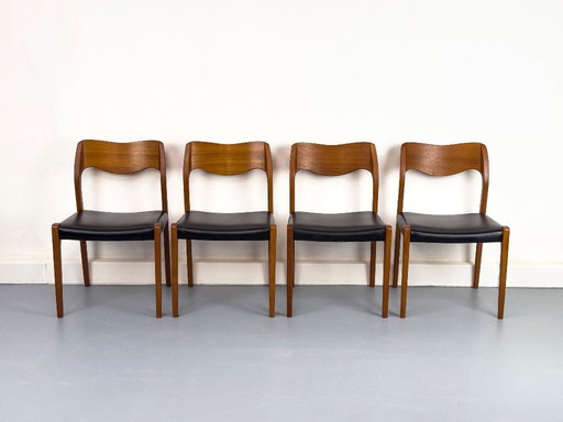 Teak Model 71 Dining Chairs by Niels Otto Møller, Set of 4