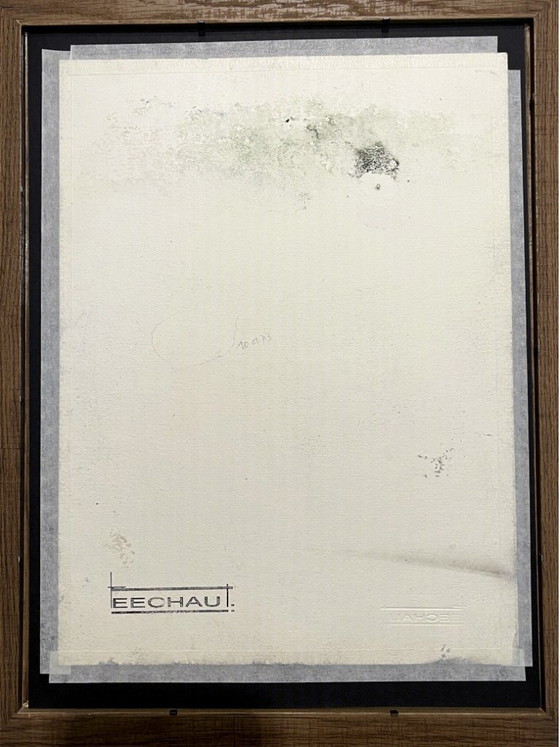Image 1 of Original framed artwork on paper, signed Eugène Eechaut, created in ink in 1973