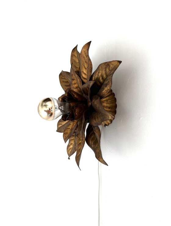 Image 1 of Vintage gilded floral wall lamp, Hans Kögl '60