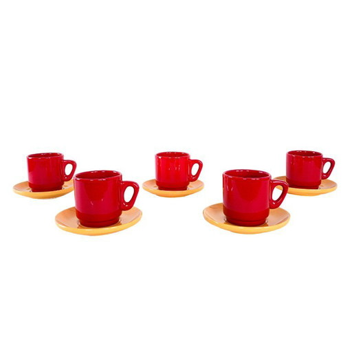 Set of ceramic mugs, Italian design, 1980s, made in Italy