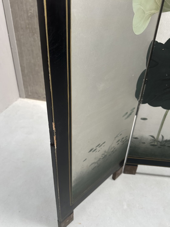 Image 1 of Paravento/divisorio per ambienti vintage giapponese dipinto a mano.