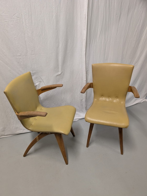 Unici: lotto di sedie a dondolo Van Os Culemborg, design olandese anni '50. – Sedie da pranzo, Skai (photo 8 of 14)