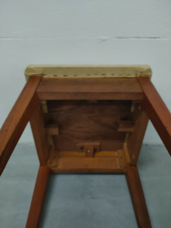 Image 1 of Tabouret d'appoint vintage de style scandinave, assise en similicuir, années 60/70
