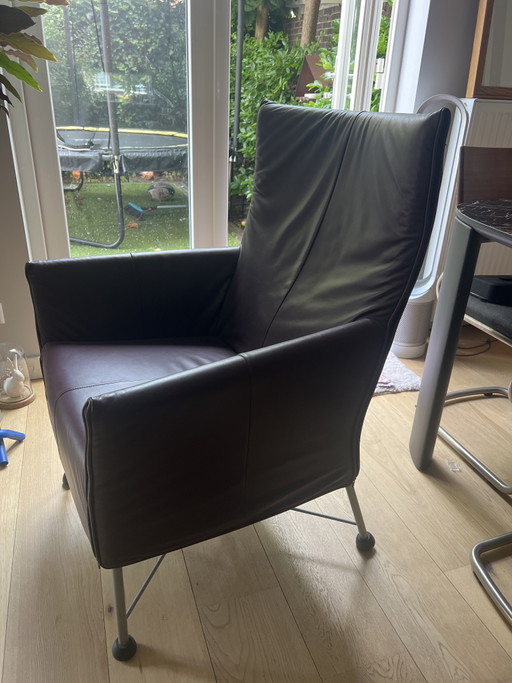 Montis Charly Met Voetenbankje, Onbeschadigd En Originele Leren Bekleding – fauteuils, Leather, Metal (photo 2 of 7)