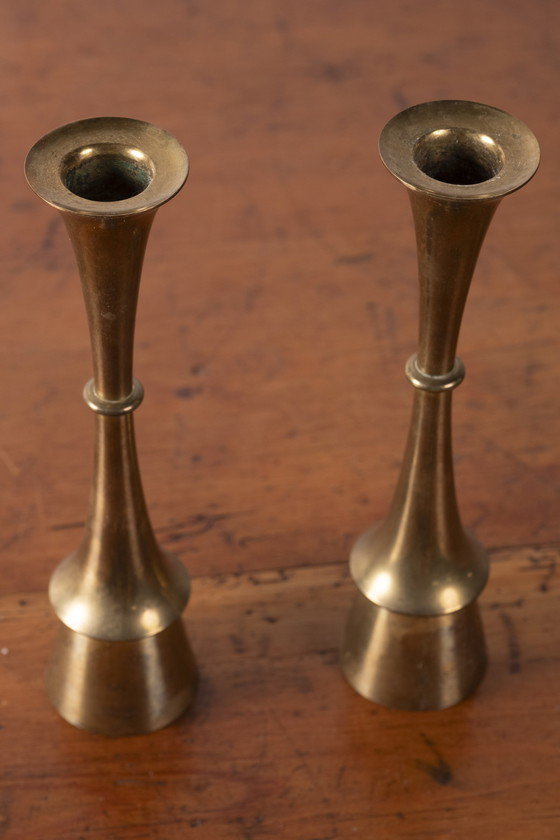 Image 1 of 2x Brass Candlesticks attributed to Jens Harald Quistgaard, 1960s Denmark