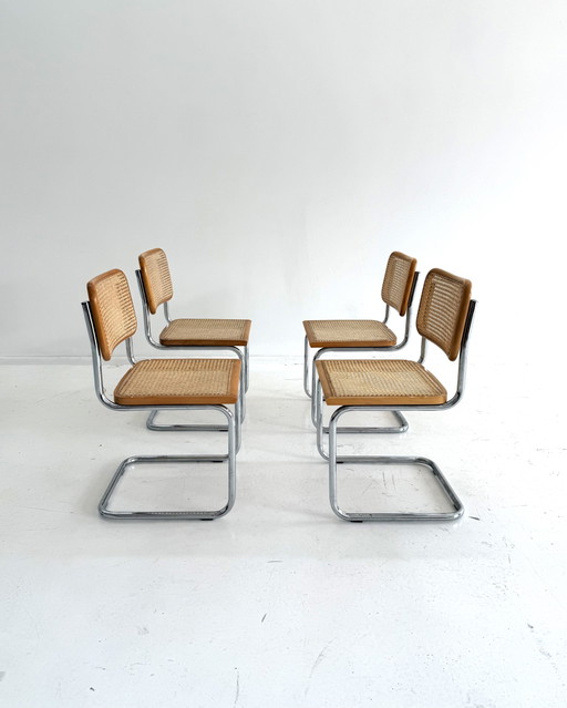 Set van 4 vintage Cesca eetkamerstoelen, Italië ‘80 – Chrome, Wood (photo 2 of 13)