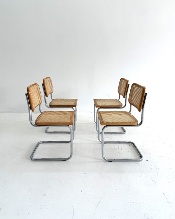 Set van 4 vintage Cesca eetkamerstoelen, Italië ‘80 – Chrome, Wood (photo 2 of 13)