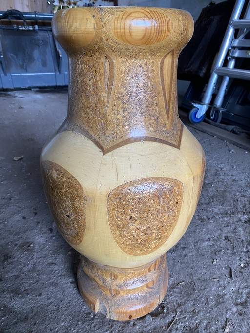 Vintage hand-turned wooden vase