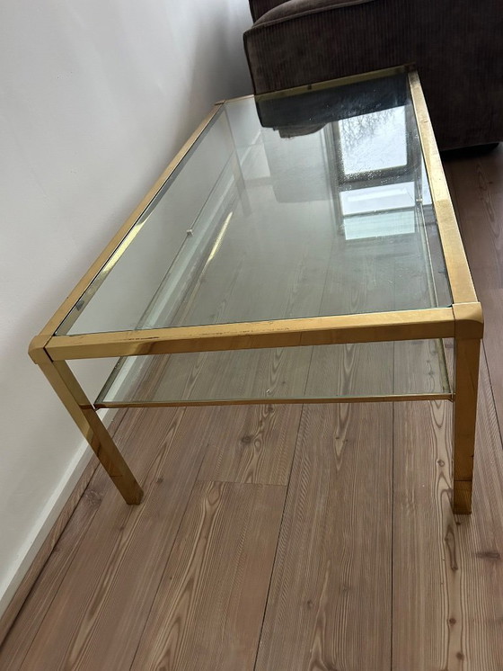 Image 1 of Hollywood Regency style coffee table in glass and gold