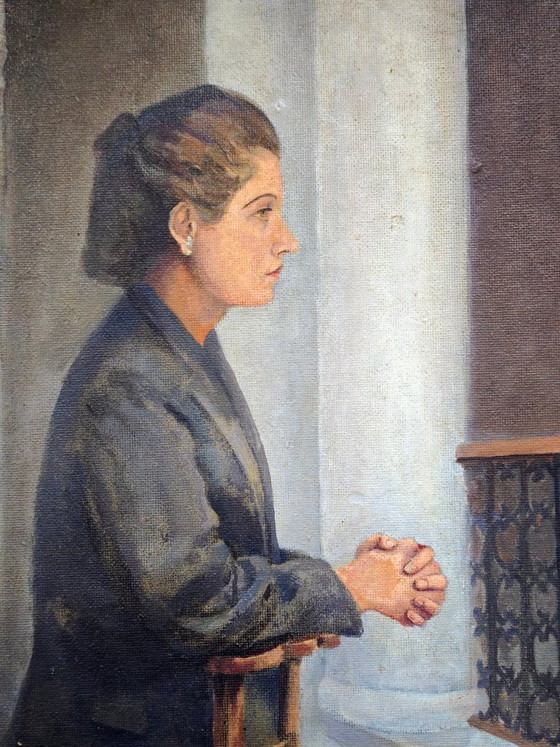Image 1 of René Griboval – Oil painting, female profile portrait, ca. 1930–1940