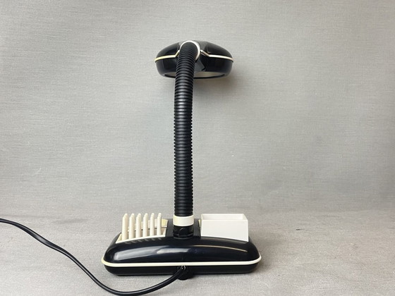 Image 1 of Japanse zwart plastic organiser bureaulamp van Kyoji Tanaka voor Rabbit Tanaka, jaren 1980