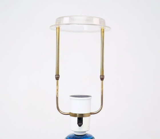 Image 1 of Nils Kähler blue earthenware table lamp
