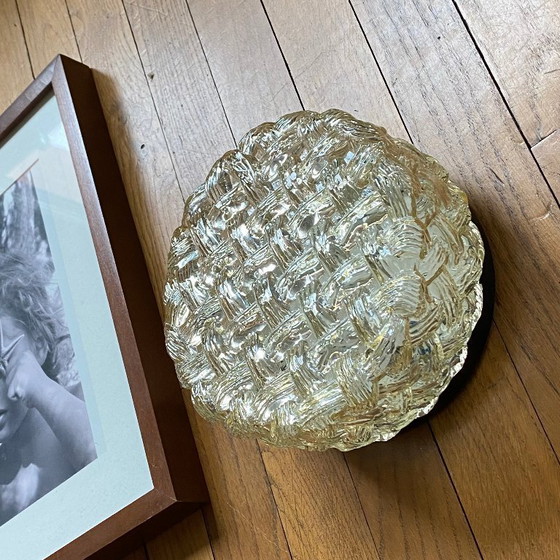 Image 1 of Vintage glass wall sconce, round ceiling light, 20 cm